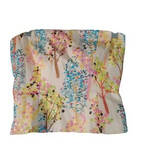 Y2K Whimsical Tree Print Sequin Tube Top Strapless Colorful Artwear Festival